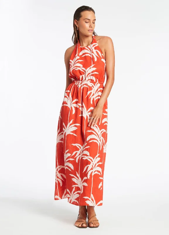 Palme Tie Back Maxi Dress - Cherry Comfortable Casual Maxi Dress