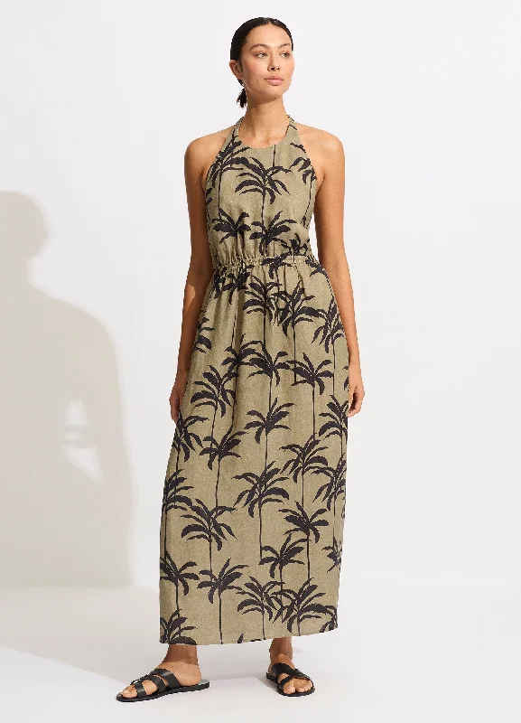 Palme Tie Back Maxi Dress - Olive Stylish V-Neck Maxi Dress