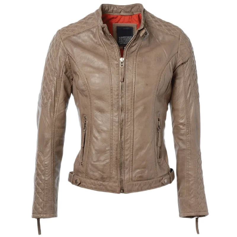Camel Brown with Buckle straps Sheepskin Quilted Leather Jacket Corduroy Jacket Velvet Jacket Brocade Jacket