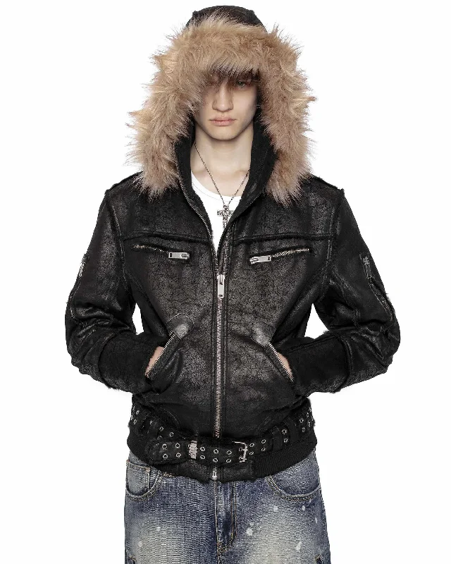 Sheepskin Jacket Stand-Up Collar Roll-Neck Collar Turtle Neck
