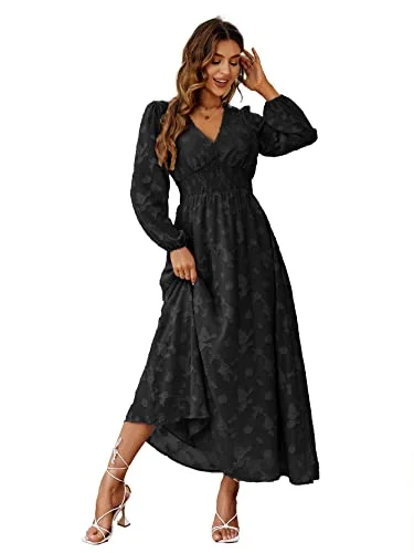 Simplee Women's Bridesmaid Wedding Guest Formal Maxi Dress Boho Floral Flowy Long Dress V Neck Long Sleeve Ruffle Dress, 1#black, Medium Stylish Boho Maxi Dress Simplee Women's Bridesmaid Wedding Guest Formal Maxi Dress Boho Floral Flowy Long Dress V Neck Long Sleeve Ruffle Dress, 1#black, Medium Stylish Boho Maxi Dress