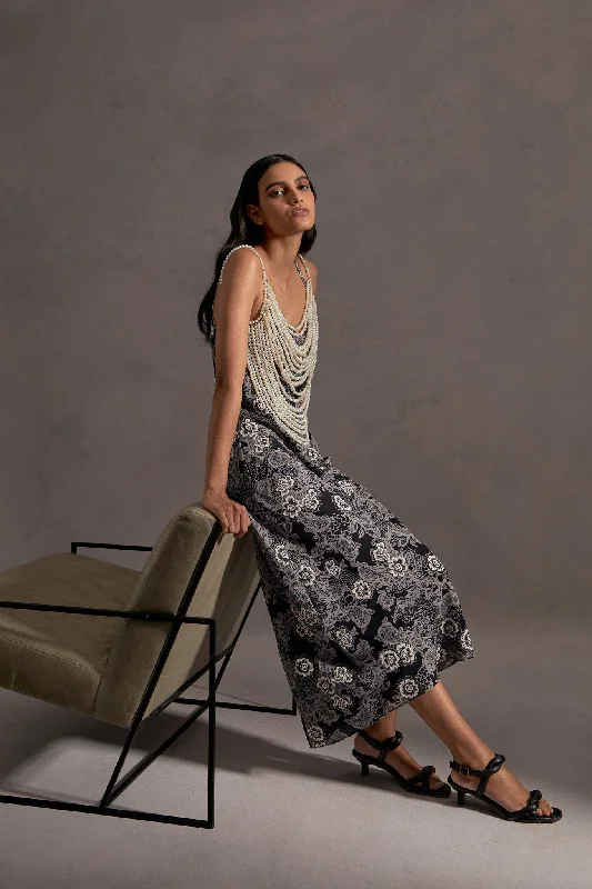 Noir Floral Maxi Dress Stylish Boho Maxi Dress