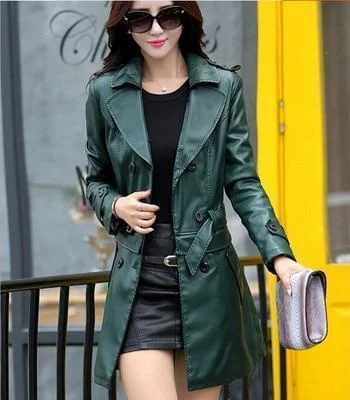 Women's new long section Slim SheepSkin leather Jackets dermal hem Detachable Jacket Print Jacket Jacquard Jacket Embroidered Jacket