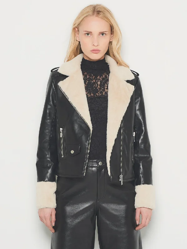 SYDNEY RECYCLED LEATHER JACKET Lace Jacket Ribbed Jacket Sequined Jacket