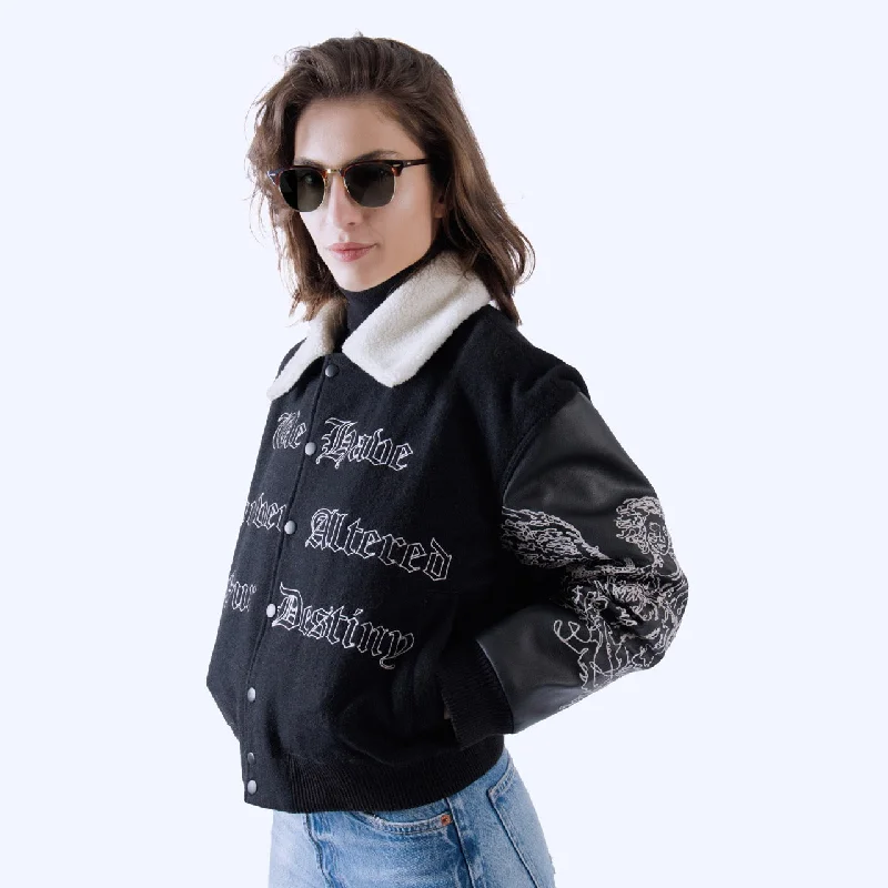 The Icon Women Leather Jacket Appliqued Jacket Beaded Jacket Sequined Jacket