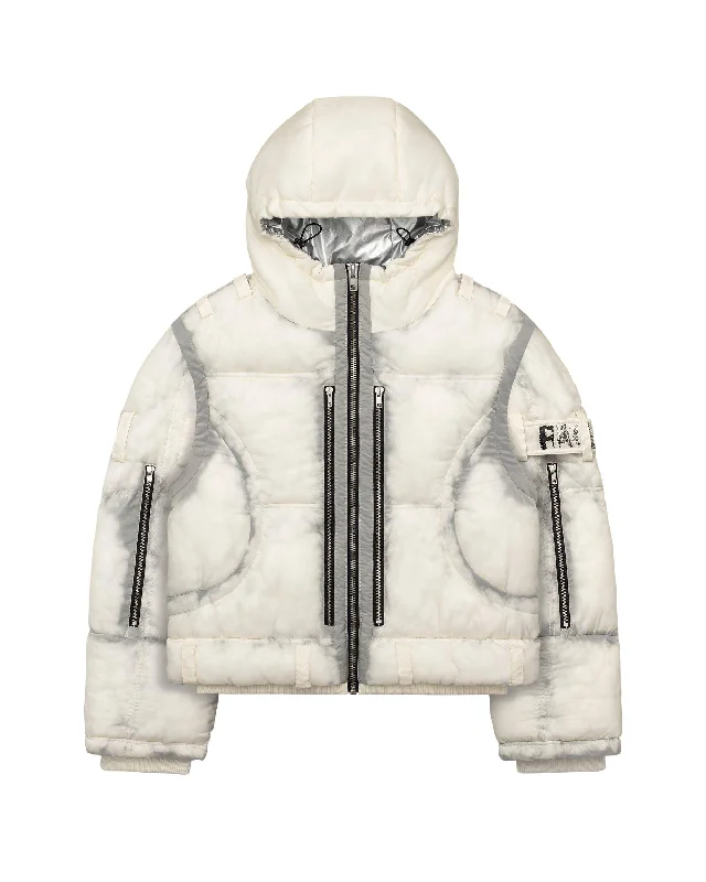 Translucent Puffer Jacket Hooded Jacket Caped Jacket Shawl Collar Jacket