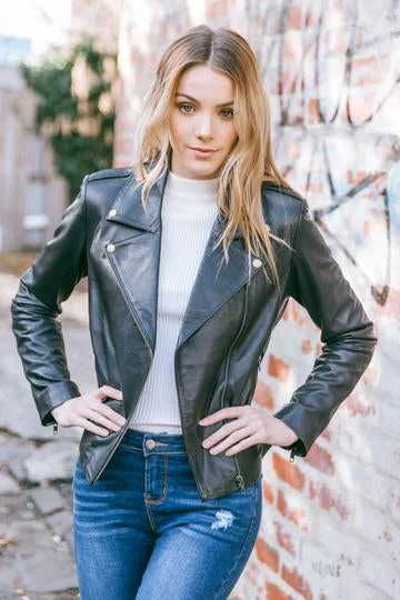 Valentina Black Leather Jacket for Women Striped Jacket Polka Dot Jacket Floral Jacket