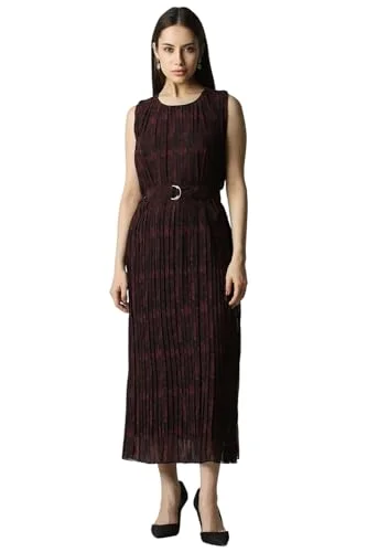 Van Heusen Women's Polyester Modern Maxi Dress (VWDRERGFW41429_Maroon Fashionable High-Waist Maxi Dress Van Heusen Women's Polyester Modern Maxi Dress (VWDRERGFW41429_Maroon Fashionable High-Waist Maxi Dress