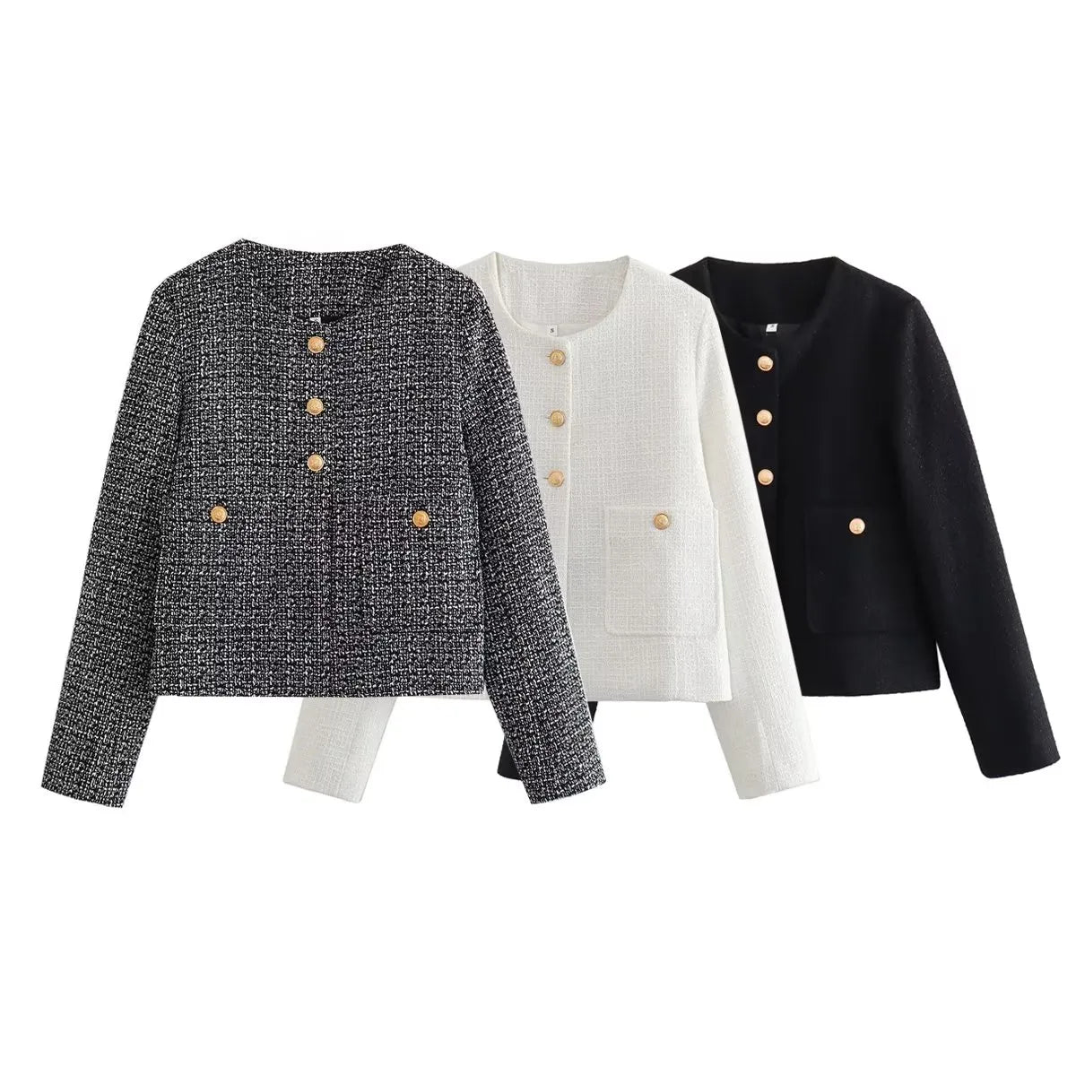 Getadme-Y2k Fashion Jackets For Women 2023 Spring Autumn O-Neck Chic Coats Female Casual With Pockets Vintage New In Outerwear Cardigan Sweater Pullover