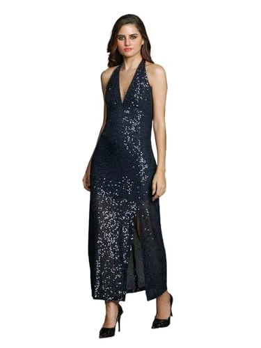 Zink London Women's Navy Blue Solid Fitted Maxi Dress Stylish Long Sleeve Maxi Dress Zink London Women's Navy Blue Solid Fitted Maxi Dress Stylish Long Sleeve Maxi Dress