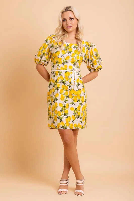 Amelie Mini Dress Lemon Cozy Cowl Neck Mini Dress