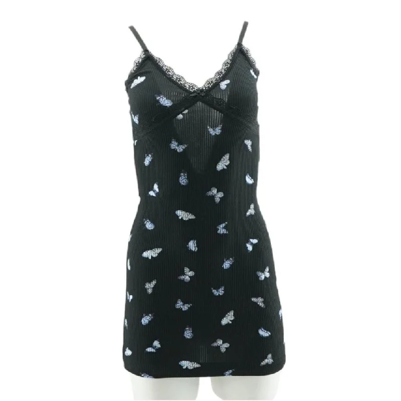 Black Animal Mini Dress Elegant Vintage Mini Dress