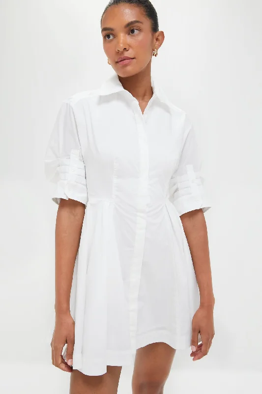 White Jazzie Short Sleeve Mini Dress Fashionable Mini Dress with Slits