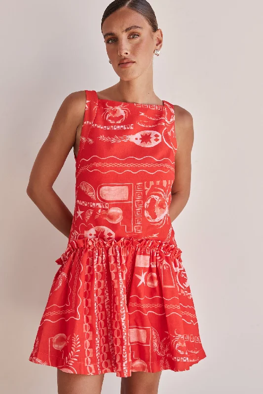 Amara Mini Dress (Red) Fashionable Mini Dress with Slits