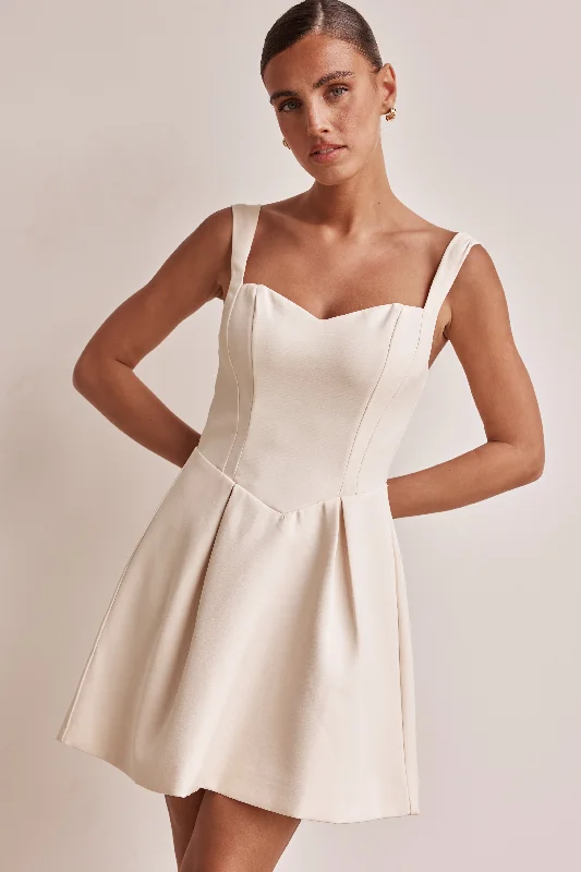 Brodie Mini Dress (Cream) Elegant Lace Mini Dress