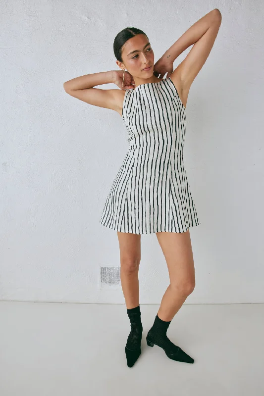 Chloe Linen Mini Dress Black Comfortable Shift Mini Dress