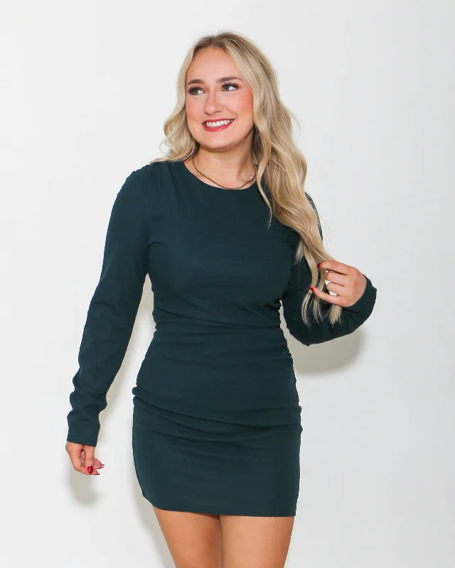 Fitted Bodycon Holiday Mini Dress in Forest Comfortable Wrap Mini Dress