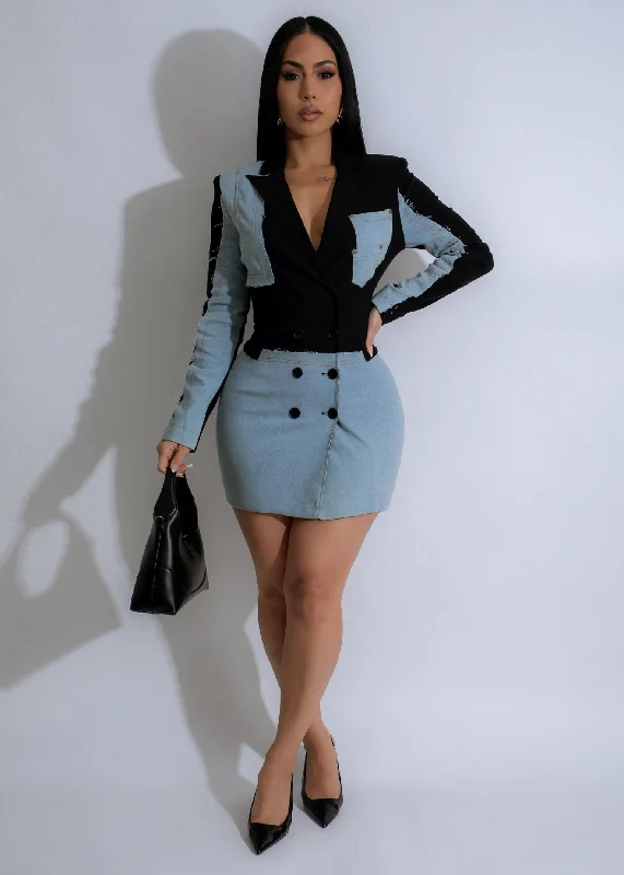 Fusion Edge Blazer Mini Dress Black Stylish Short-Sleeve Mini Dress