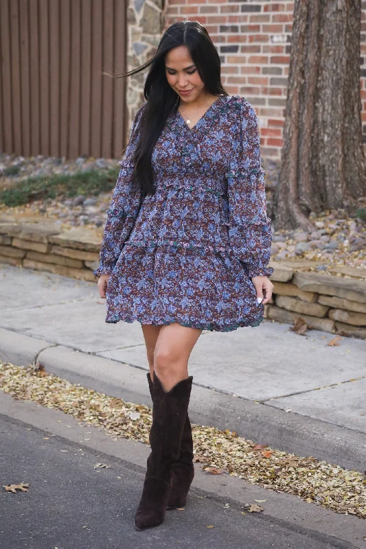 Hit The Town Floral Ruffle Mini Dress Chic Pleated Mini Dress
