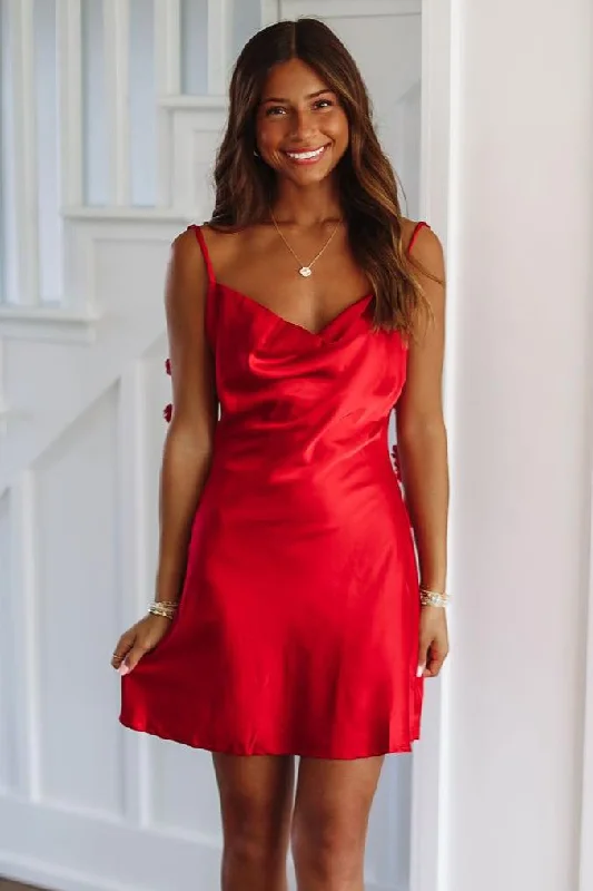 Love Me Back Mini Dress - Red Stylish Spaghetti Strap Mini Dress