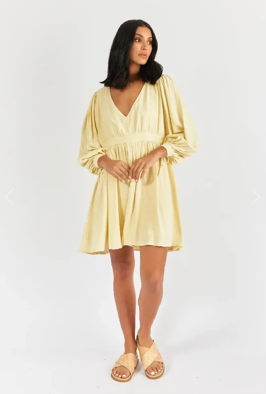 Marcela Mini Dress in Butter Classic Striped Mini Dress