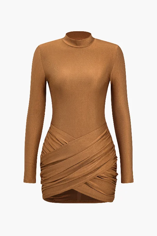 Crossed Mini Dress Comfortable Wrap Mini Dress