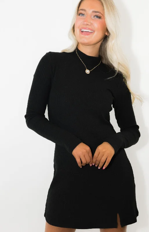 ZSUPPLY: Nadene Mini Dress, BLACK Cozy A-Line Mini Dress