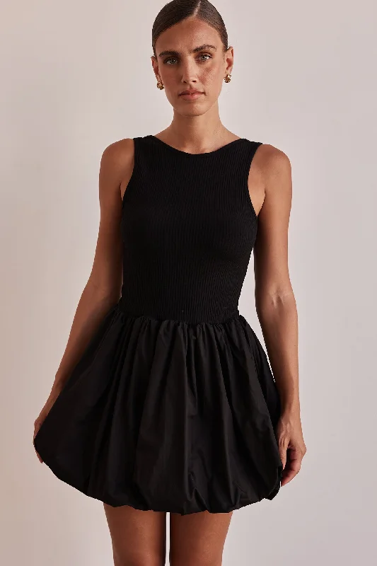 Rosamund Mini Dress (Black) Casual Button-Up Mini Dress