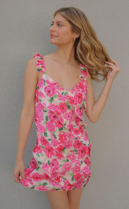 show me your mumu: rosa ruffle mini dress - floral Classic White Mini Dress