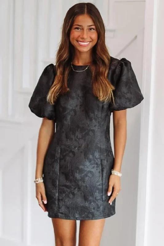SuperBloom Mini Dress - Black Elegant Lace Mini Dress