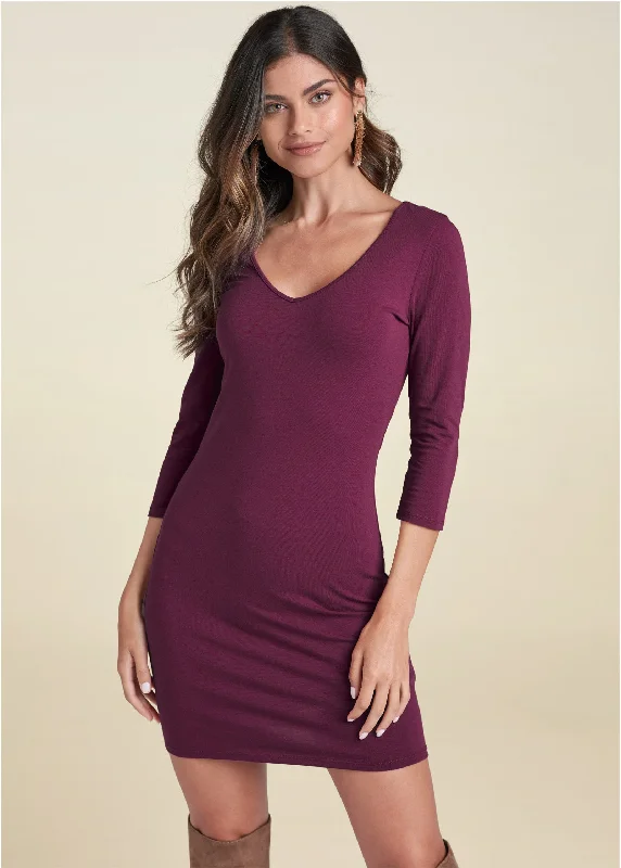Long And Lean Mini Dress - Wine Elegant Satin Mini Dress