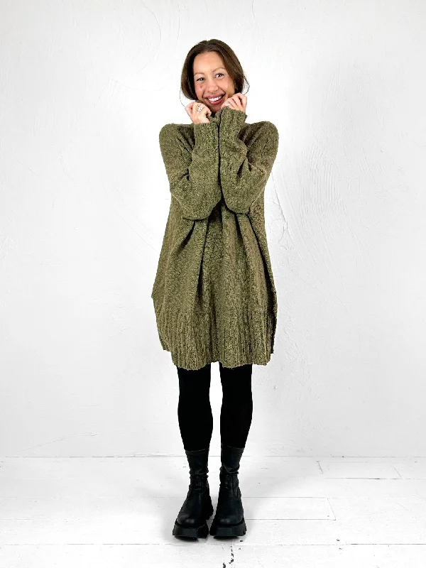 832 Roll Neck Longline Jumper - 3 Colours Front Pockets Side Pockets Patch Pockets