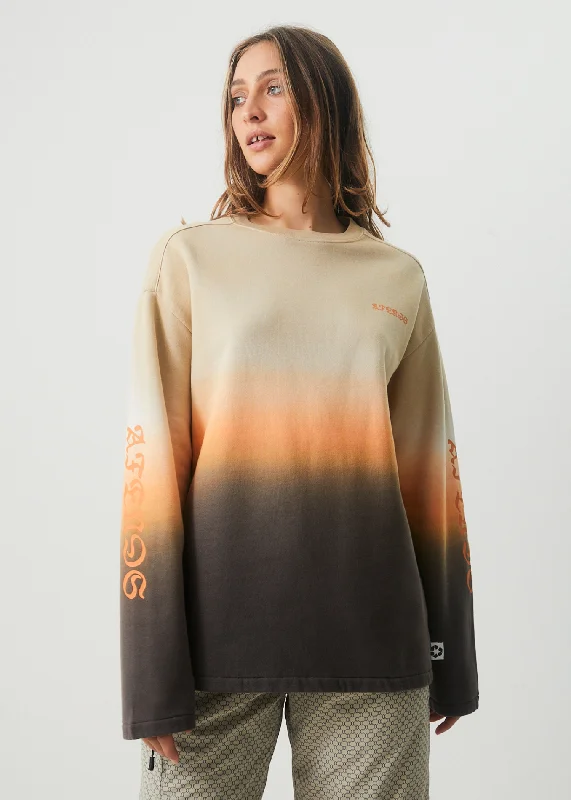 AFENDS Womens Polarised - Crew Neck Jumper - Cement Fitted Loose Oversized