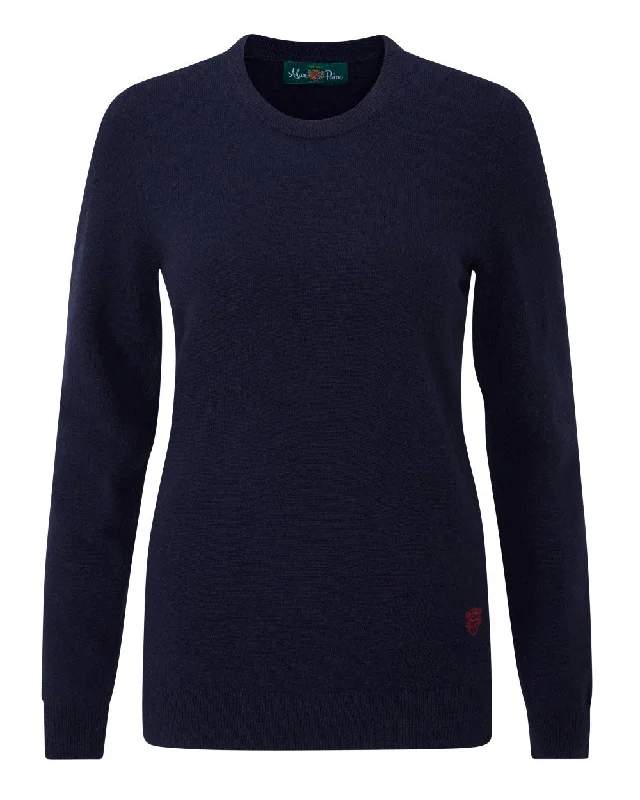 Alan Paine Ladies Emma Elevated Crew Neck Jumper Handmade Hand-knitted Hand-woven