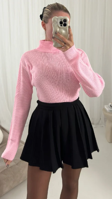 Anya Roll Neck Ribbed Top Jumper Thin Thick Dense