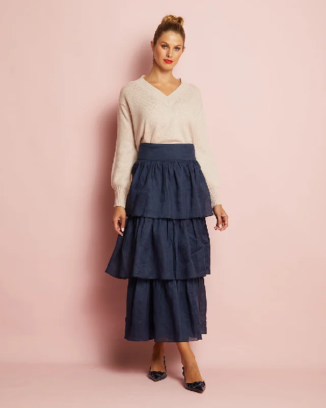 ARLINGTON MILNE JOSIE V NECK JUMPER - BLUSH Collared Crew Neck Turtle Neck