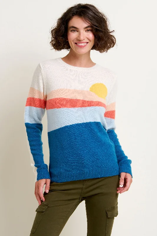 Autumn Landscape Knitted Jumper Plaid Sweater Polka Dot Checkered