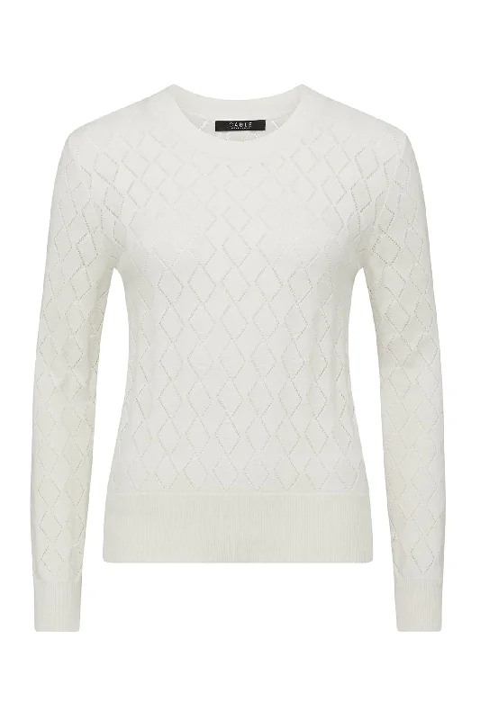 CABLE COTTON CASHMERE CREW JUMPER - WHITE Stylish Fashionable Trendy
