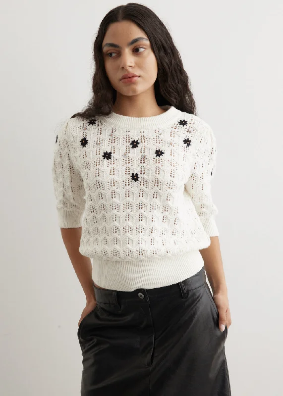 Caponi Knit Jumper Notch Collar Peter Pan Collar Cowl Neck