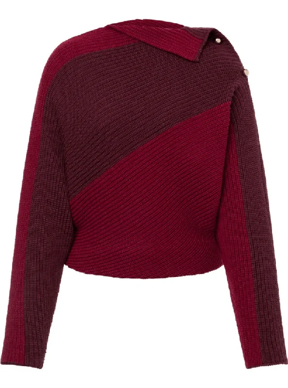 colour-block asymmetric jumper Embroidered Appliqued Beaded