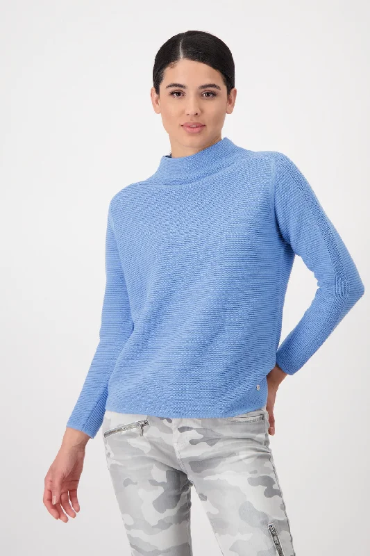 Cotton Knit Jumper 807387MNR in Arctic Ice by Monari Cable Knit Ribbed Knit Lace Knit