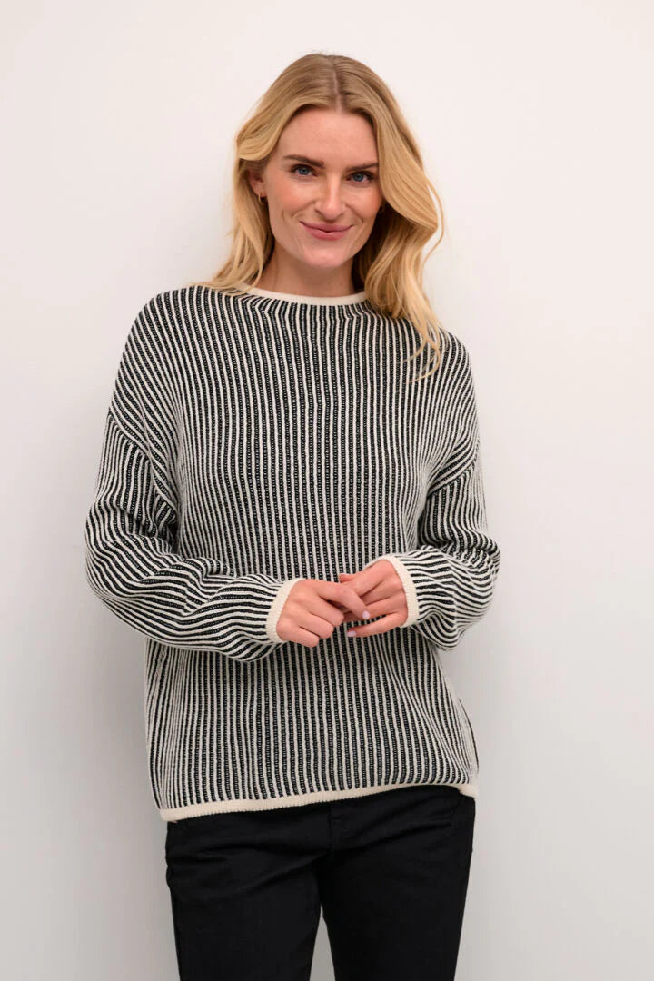 Cream Womens Soffie Jumper - Stripe Tailored Straight A-Line
