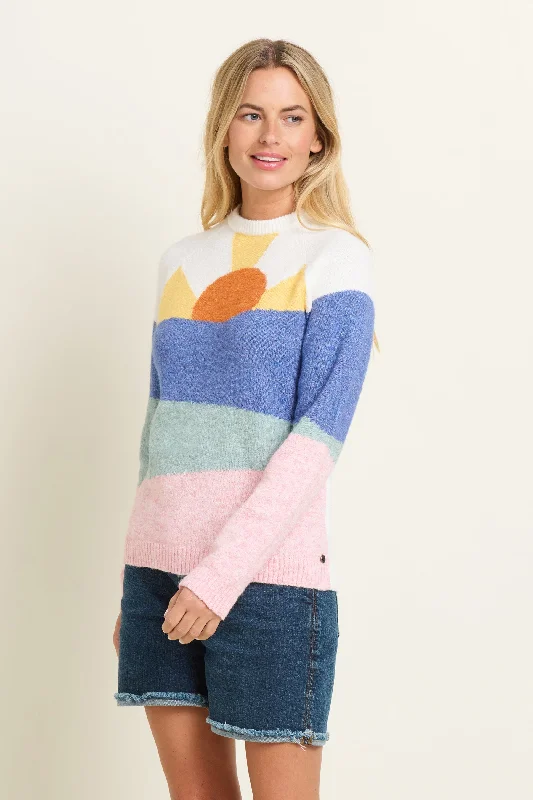 Day Break Knitted Jumper Graphic Sweater Embroidered Appliqued
