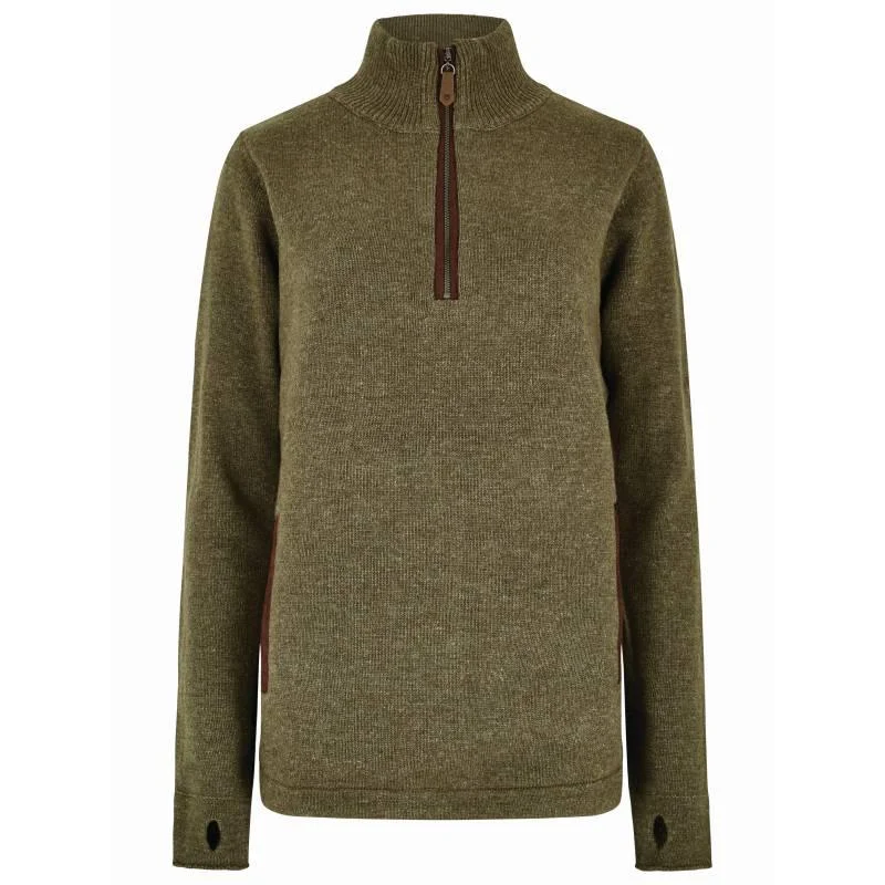Dubarry Morrisey Windproof Ladies Zip Neck Jumper - Dusky Green Welt Pockets Slit Pockets Flap Pockets