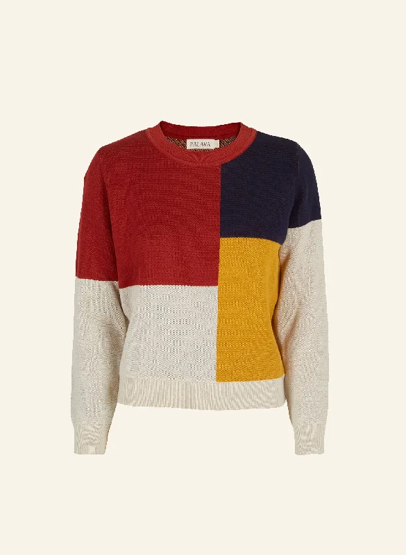 Esther Long - Red Bauhaus Jumper Chenille Brocade Lace