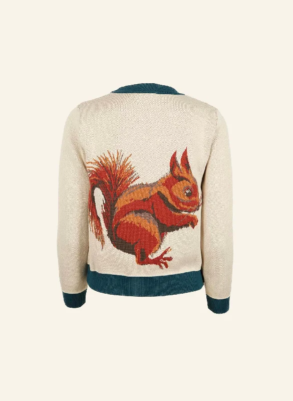 Esther Long Knitted Jumper - Cream Squirrel Mesh Blend Leather Blend Suede Blend