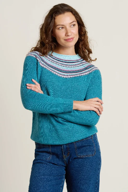 Fairisle Knitted Crew Neck Jumper Open Front Closed Front Wrap Front