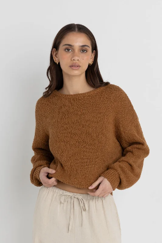 Hailey Boucle Knit Jumper Coffee Tailored Straight A-Line