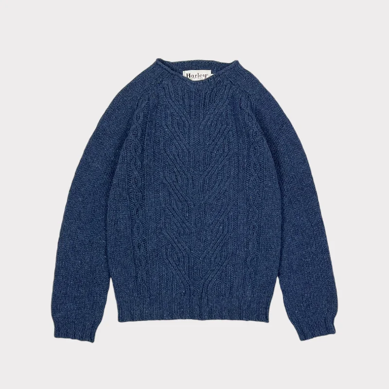 Harley Of Scotland Wool Nep Twist Jumper Soay Iron Safe Non-Iron Wrinkle Free