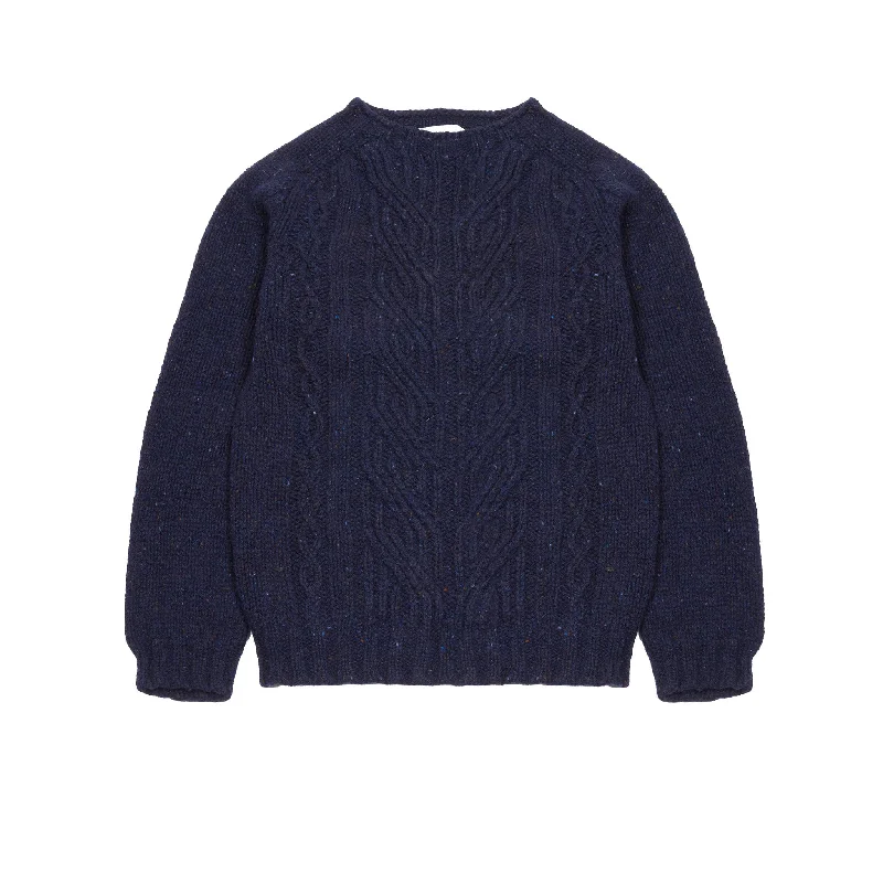 Harley Women's Chunky Glenugie Fisherman Jumper in Jura Sequined Glittery Shiny